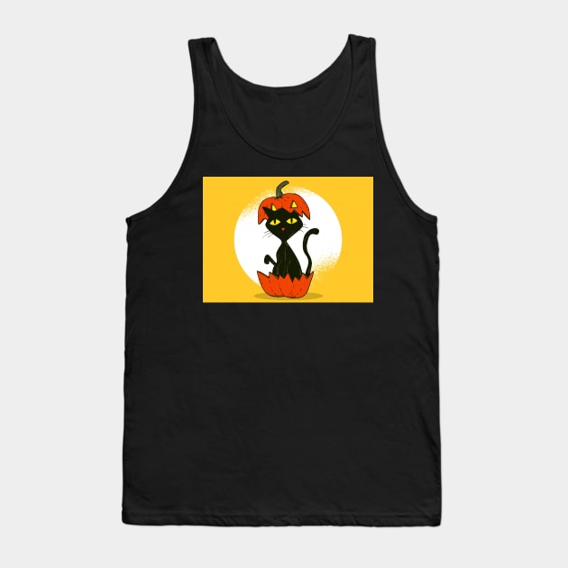 funny cat in the Pumkin Halloweentee Gift for Girls retro Tank Top by Designcompany